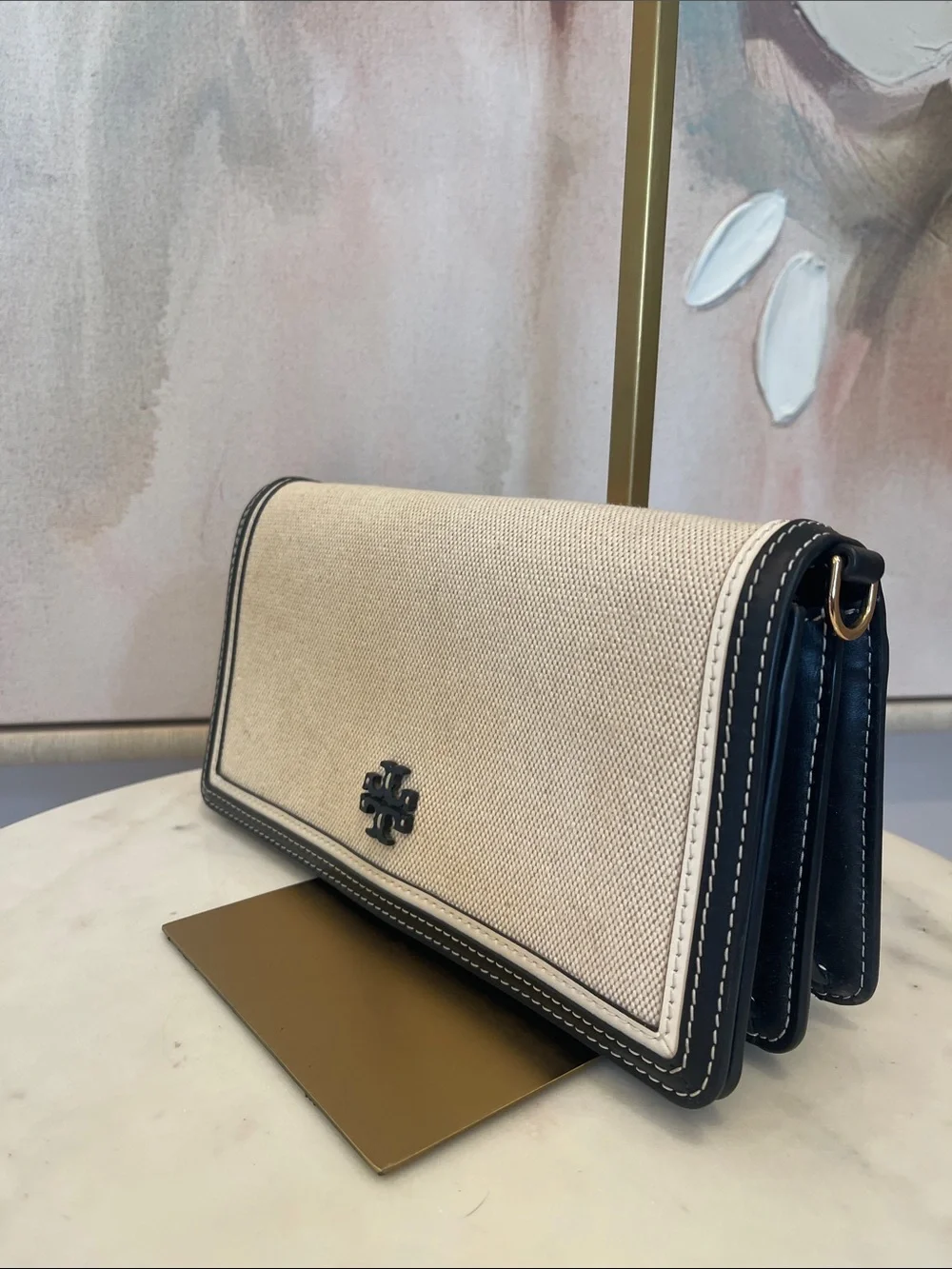 Tory Burch Emerson Canvas Crossbody with Multicolor Guitar Strap